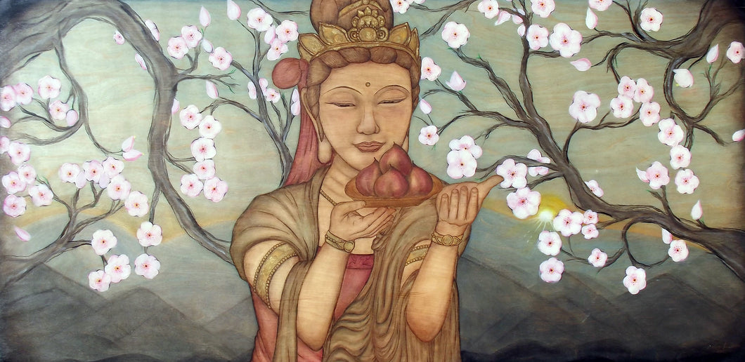 Offering to the Big Buddha Woodburning/Painting