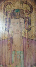 Quan Yin Woodburned Watercolor Painting