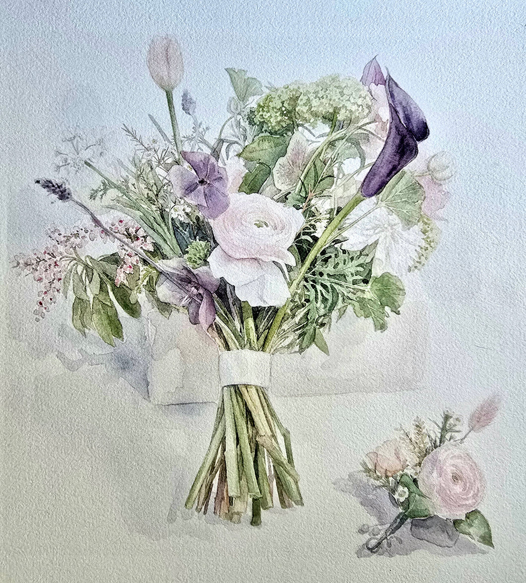 Custom Wedding Bouquet Watercolor Painting