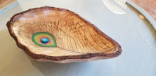 Peacock Feather Live Edge Woodburned Bowl