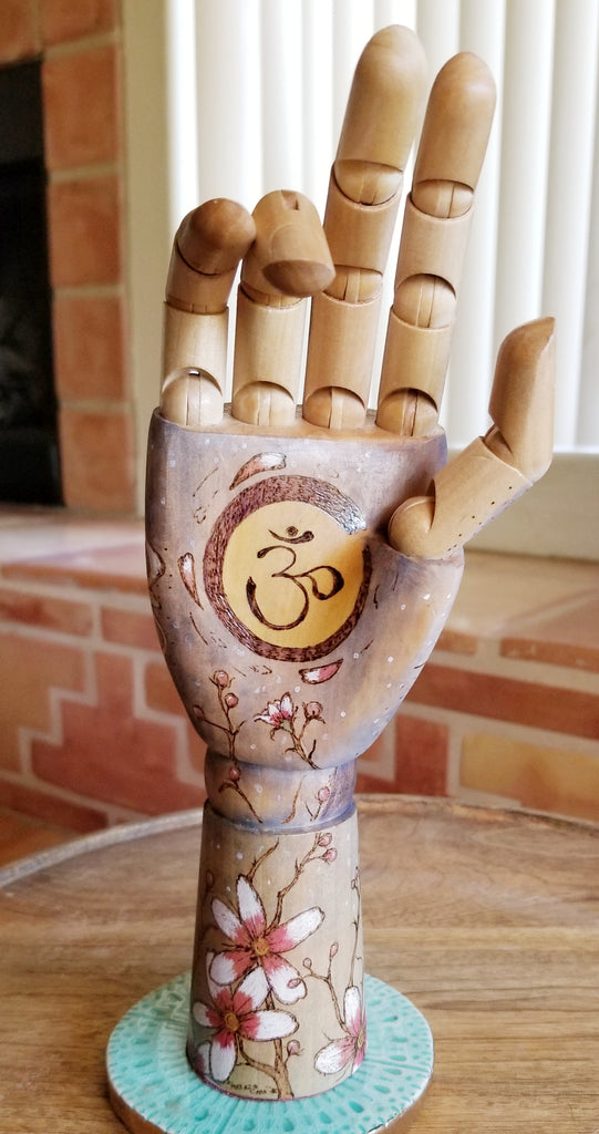 Raven, Cherry Blossom & Moon Phase Artist Model Hand – Burning Hand Art