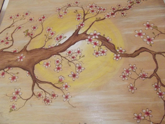 Cherry Blossom Wood Burning/Painting – Burning Hand Art