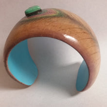 Peacock Feather Woodburned Cuff Bracelet