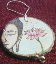 Buddha and Lotus Flower Woodburned Ornament